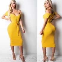 Sexy V Neck Off Shouler Autumn Winter Knitted Dresses m8281