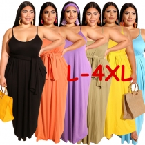 Womens Spaghetti Strap Beach Maxi Dress Plus Size M8425