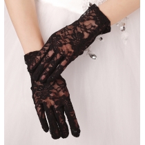 Fashion black floral lace gloves G1502
