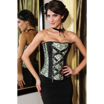 Classic Jacquard Corset with Rivets and Chain