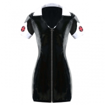 Sexy Black Leather Nurse Costume M7022