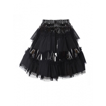 Cheap Women Leather Black Tutu Skirt Dress S027