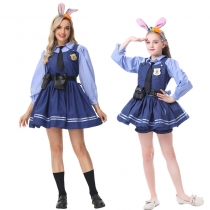 Adult Kids Halloween Cosplay Zootopia Officer Rabbit Costume MS5577