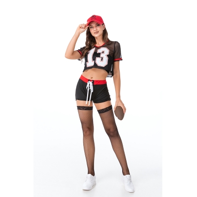 Stage Suit Sportswear Sexy Black Rugby Cheerleader Costume Uniform MS4885