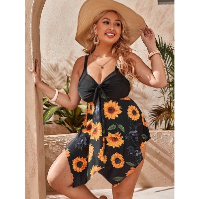 Butterfly Flower Ladies Hollowed Out Bikini Three Piece Plus Size Swimsuit 20152