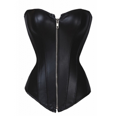 6XL Zipper front sexy leather corset m7122