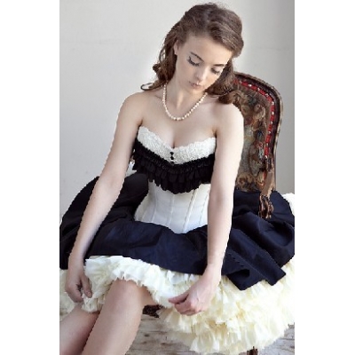 elegant white jacquard corset with black lace m1932