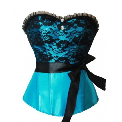 bluejacquard corset with belt m1826F