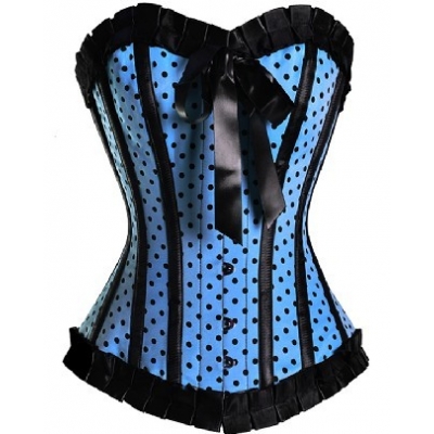 blue polka dot lace corset m1802d