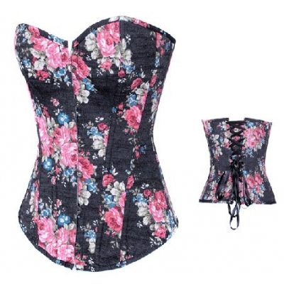 Floral Cowboy Corset with G-string M1852B