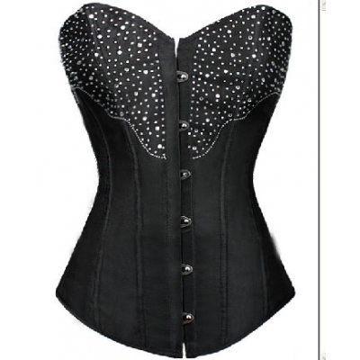 sexy black satin corset M1787