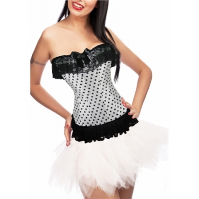 sexy white polka dot corset with bubble skirt m1808d
