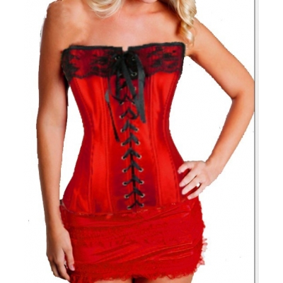 red newest corset with ruffle skirt m1807G