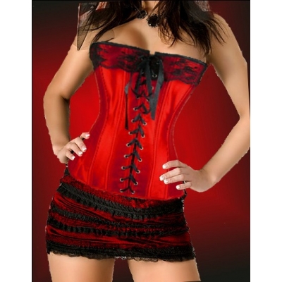 red newest corset with ruffle skirt m1807F