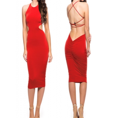2015 Sexy women red tight bandage dress M30010