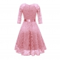 Ladies Casual Long-Sleeve Wedding Guest V-Collar Lace Girl Dress CD1592-1