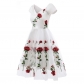 White And Black Mesh Sexy Transparent Rose Elegant Women Evening Print Dresses CD1609
