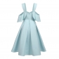 Sling Butterfly Sleeves Wedding Party Women Satin Club Dresses CD1731