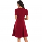 Waist Satin Women Short Sleeve Clothing Retro Formal Dresses CD1760
