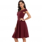Round Neck Satin Fall Sleeves Spring Dresses Women Sexy CD1768