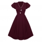 Contrast Color Christmas Formal Dovetail V-neck Puff Sleeves Dress CD1789