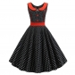 Vintage Doll Collar Polka Dot Fashion Print Midi Dress Ladies JY13904