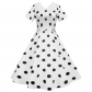 Ruched Short Sleeve Polka Dot Print Party Woman Midi Dress JY14782