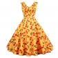 Print Casual Women Summer Doll Collar Slim Bohemian Dress JY15037