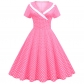 Polka Dots V Neck Women Casual Royal Blue Prom Spring Dresses JY15122