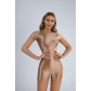 Sexy Large Size Shiny Silky Front File Seamless Shorts Jumpsuit Tight XX9026