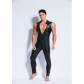 Men Sexy Patent Leather Tight Stage Performance Leather Bar Jumpsuit XX6002