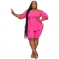 Solid Color Plus Size Women's Independent Stand One Shoulder Two Piece Set YM8627