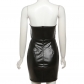 Women's Sleeveless Faux Leather Slim Package Hip Party Club Night Sexy Dress D37562