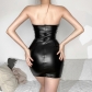 Women's Sleeveless Faux Leather Slim Package Hip Party Club Night Sexy Dress D37562