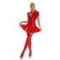 Women Sexy Shiny PVC Leather Nightclub Latex Pleated Mini Dress XX6392