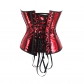 Retro Shiny Metallic Faux Leather Corset Set Women Overbust Bustier Femme Punk Clothing WK2304b