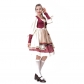 Halloween Maid  Adult Red Plaid Dress Cosplay Red Cape Play Costume YM8735
