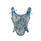 Court Style Peony Retro Bustier Top Waistcoat Monet Oil Body Shaping Corset AM22046