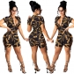 Women Leopard Print Lace Up And Cut Out Jumpsuit X5102