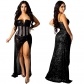 Fork Hot Drilling Bead Mesh Evening Gown Elegant Ladies Dresses X5263