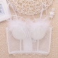 Fashion Lace Mesh Suspender Hollowed Out Vest Sexy Feather Wipe Chest KN8058