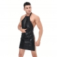 Men Sexy Leather Apron Sling Open Crotch Skirt Nightclub Stage Dress Costume N978