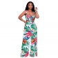 print floral women sexy tank top and Wide leg pants two piece outfits M30124