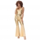 Women Gold Retro Hippie Costume Disco Dance Club Cosplay Costume MS5038