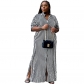 Fashion Striped Women's Shirt Long Casual Dress 9414