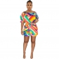 High Quality Women's Colorful Printed One Shoulder Loose Jumpsuit 9415