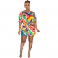 High Quality Women's Colorful Printed One Shoulder Loose Jumpsuit 9415