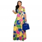 Casual Floral Print Summer Sexy Plus Size Women Dress 8616