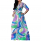 Casual Floral Print Summer Sexy Plus Size Women Dress 8616