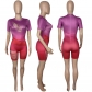 Short Sleeve Gradient Bodycon Rompers Womens Jumpsuit M064